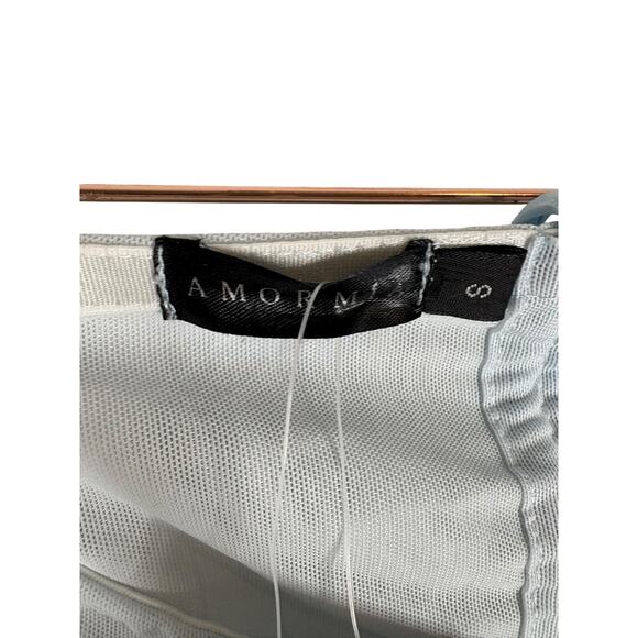 AMOR MIA Meta Angel Pants Sheer Lace Up Ruffle Boho Chic Festival Powder Blue SM - Picture 7 of 16